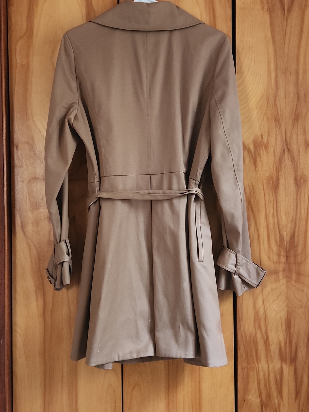 Halogen Camel Double-Breasted Trench Coat with Waist Tie - Picture 3 of 5